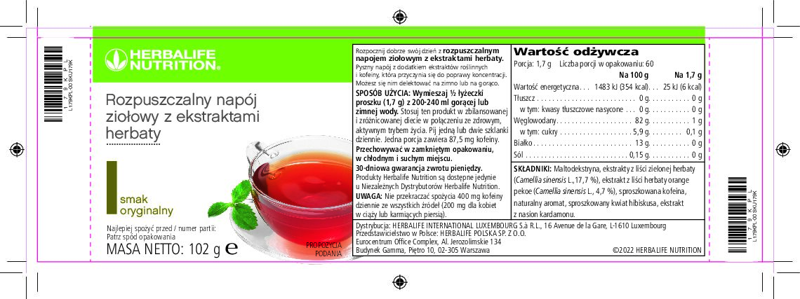 Rozpuszczalny Napój Ziołowy Z Ekstraktami Herbaty Smak Oryginalny Smak 102g Herbatka 0594